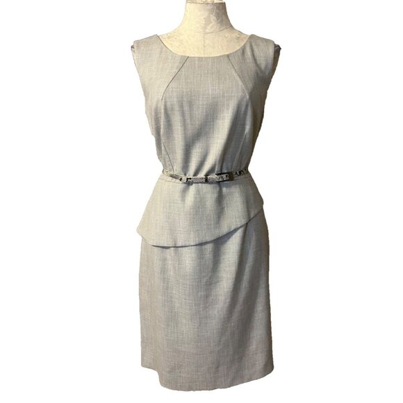 Antonio Melani Dress 12 Gray Stretch Python Belt Sleeveless Career Church - Picture 5 of 12